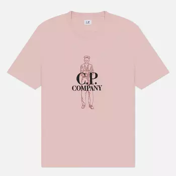 Мужская футболка C.P. Company 1020 Jersey Logo, цвет розовый, размер XL
