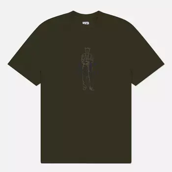 Мужская футболка C.P. Company 30/1 Jersey Printed British Sailor, цвет оливковый, размер XXL