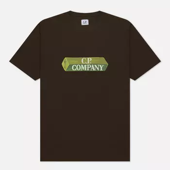 Мужская футболка C.P. Company 30/1 3D Logo, цвет оливковый, размер XL