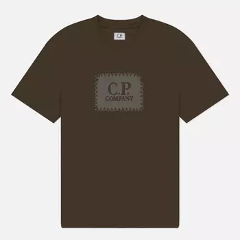 Мужская футболка C.P. Company 30/1 Jersey Logo Label, цвет оливковый, размер M