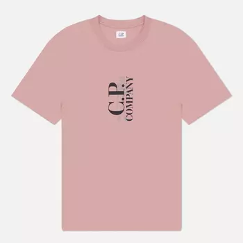 Мужская футболка C.P. Company 30/1 Jersey Vertical Logo, цвет розовый, размер S