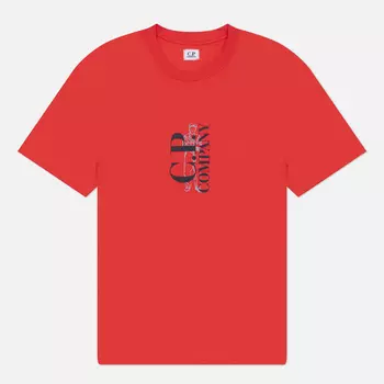 Мужская футболка C.P. Company 30/1 Jersey Vertical Logo, цвет оранжевый, размер S
