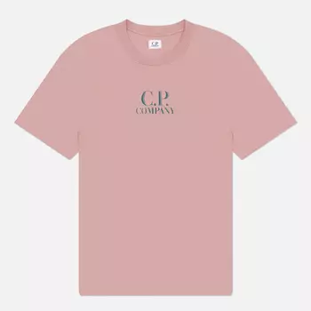 Мужская футболка C.P. Company 30/1 Jersey Printed Logo, цвет розовый, размер S
