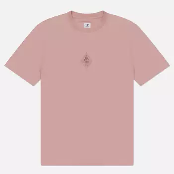 Мужская футболка C.P. Company 30/1 Jersey Front & Back Logo, цвет розовый, размер XL
