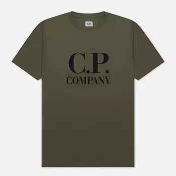 Мужская футболка C.P. Company 30/1 Jersey Large Graphic Logo, цвет зелёный, размер M