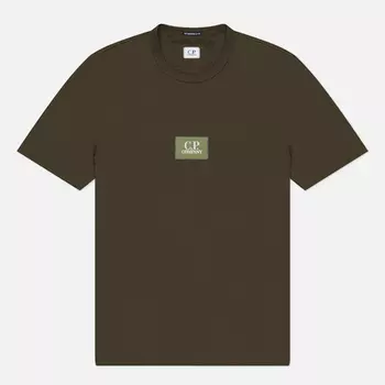 Мужская футболка C.P. Company 30/2 Mercerized Jersey Twisted Small Logo, цвет оливковый, размер XL