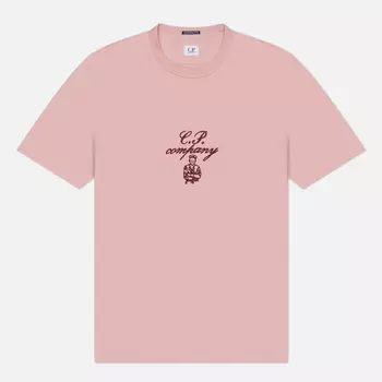 Мужская футболка C.P. Company 30/2 Mercerized Jersey Twisted Embroidery, цвет розовый, размер L