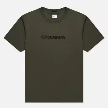 Мужская футболка C.P. Company 30/2 Mercerized Jersey Graphic Logo, цвет зелёный, размер XL