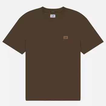 Мужская футболка C.P. Company 70/2 Mercerized Jersey Logo Patch, цвет оливковый, размер S