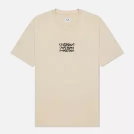 Мужская футболка C.P. Company Jersey Craftworks Back Print, цвет бежевый, размер XXL