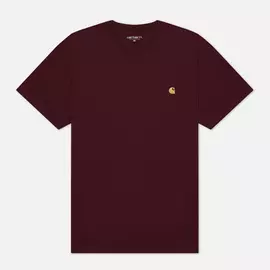 Мужская футболка Carhartt WIP S/S Chase, цвет бордовый, размер XXL
