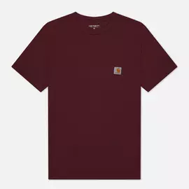 Мужская футболка Carhartt WIP S/S Pocket, цвет бордовый, размер L