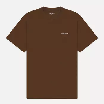 Мужская футболка Carhartt WIP Script Embroidery, цвет коричневый, размер S