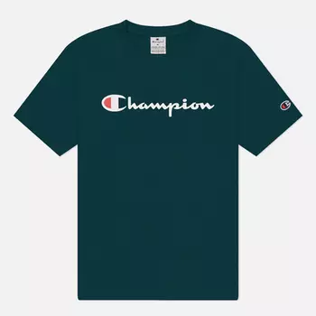 Мужская футболка Champion Big Logo Crew Neck, цвет зелёный, размер S