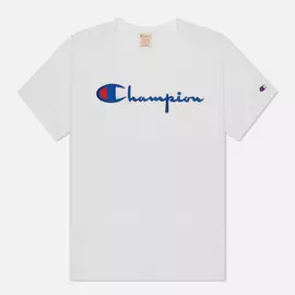 Мужская футболка Champion Reverse Weave Classic Crew Neck Script Logo, цвет белый, размер XXS