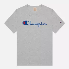 Мужская футболка Champion Reverse Weave Classic Crew Neck Script Logo, цвет серый, размер XXXL