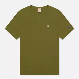 Мужская футболка Champion Reverse Weave Logo Chest &amp; Sleeve Crew Neck, цвет зелёный, размер S