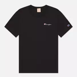 Мужская футболка Champion Reverse Weave Script Logo Back Crew Neck, цвет чёрный, размер M