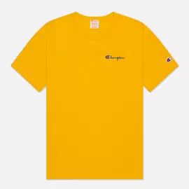 Мужская футболка Champion Reverse Weave Script Logo Back Crew Neck, цвет оранжевый, размер L