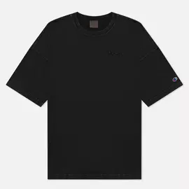 Мужская футболка Champion Reverse Weave Script Logo Drop Shoulder, цвет чёрный, размер M