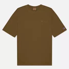 Мужская футболка Champion Reverse Weave Script Logo Drop Shoulder, цвет оливковый, размер M