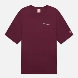 Мужская футболка Champion Reverse Weave Small Script Logo Muscle Fit, цвет бордовый, размер XXXL