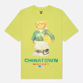 Мужская футболка Chinatown Market Smiley Sketch Basketball Bear, цвет зелёный, размер L