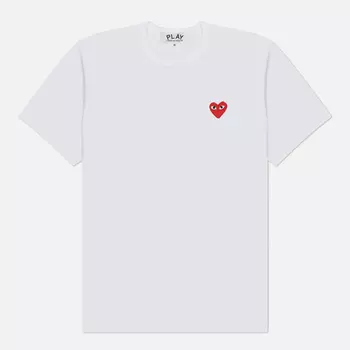 Мужская футболка Comme des Garcons Play Red Emblem, цвет белый, размер L