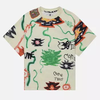 Мужская футболка Converse x Come Tees Floral Triangle, цвет бежевый, размер M