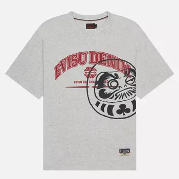 Мужская футболка Evisu Daruma Overlay Printed, цвет серый, размер XXL