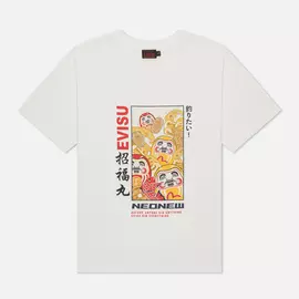 Мужская футболка Evisu Daruma &amp; Wave Box Printed, цвет белый, размер S