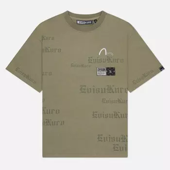 Мужская футболка Evisu Evisukuro Garment Pigment Dyed Multi Branding, цвет бежевый, размер M