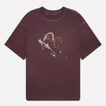 Мужская футболка Evisu Evisukuro Garment Pigment Dyed Ink Splash Printed, цвет бордовый, размер L