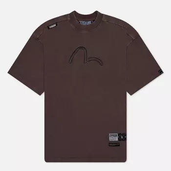 Мужская футболка Evisu Evisukuro Garment Pigment Dyed Ink Splash Printed, цвет коричневый, размер XXL