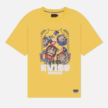Мужская футболка Evisu Four Suits Daruma & Dice Roll Printed, цвет жёлтый, размер XXL