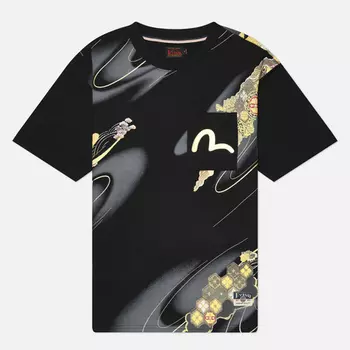 Мужская футболка Evisu Heritage Brocade All Over Printed, цвет чёрный, размер L