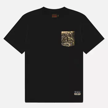 Мужская футболка Evisu Heritage Brocade Pocket Seagull Embroidery, цвет чёрный, размер S