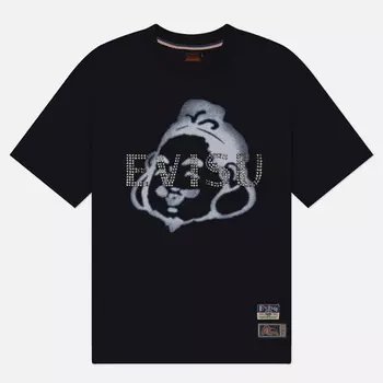 Мужская футболка Evisu Heritage Godhead Printed Evisu Rhinstone, цвет чёрный, размер S