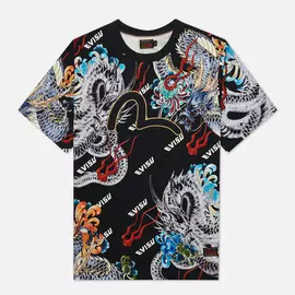 Мужская футболка Evisu Heritage Ukiyo-e Dragon All Over Print, цвет чёрный, размер M
