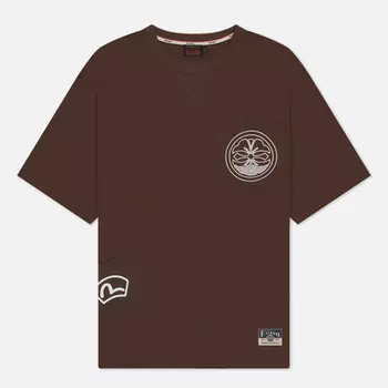 Мужская футболка Evisu Kamon Hand Brush Daicock Print Multi Pocket, цвет коричневый, размер XL