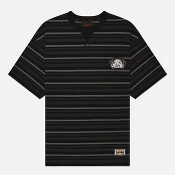 Мужская футболка Evisu Multi Badges & Daicock Stripe, цвет чёрный, размер XXL