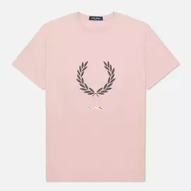 Мужская футболка Fred Perry Print Registration, цвет розовый, размер M