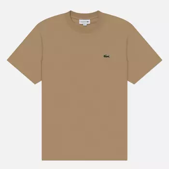Мужская футболка Lacoste Classic Fit Embroidered Crocodile, цвет бежевый, размер S
