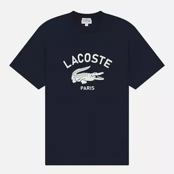 Мужская футболка Lacoste Cotton Signature Print, цвет синий, размер S