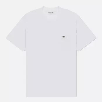 Мужская футболка Lacoste Embroidered Crocodile Pocket, цвет белый, размер L