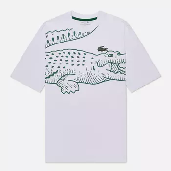 Мужская футболка Lacoste Loose Fit Crocodile Print Crew Neck, цвет белый, размер L