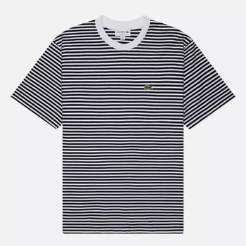 Мужская футболка Lacoste Stripped Heavy Cotton, цвет синий, размер S
