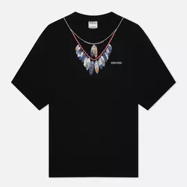Мужская футболка Marcelo Burlon Double Chain Feathers Oversize Fit, цвет чёрный, размер XL
