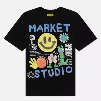 Мужская футболка MARKET Smiley Collage, цвет чёрный, размер S