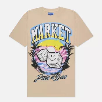 Мужская футболка MARKET Smiley Pair Of Dice, цвет бежевый, размер S